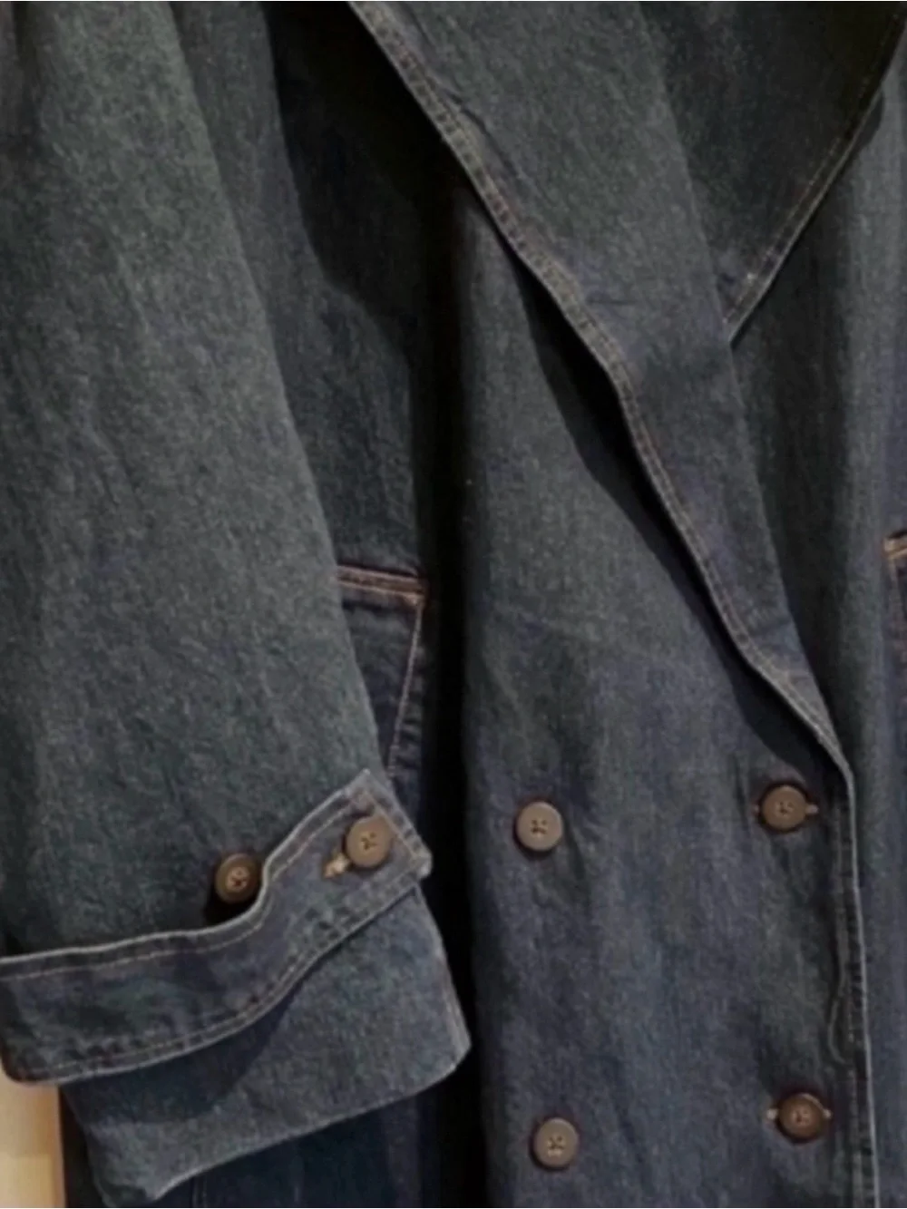 J. Crew Loose Oversized Minimal 70’s Relaxed Midi Dark Denim Trench Coat M